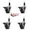 Service Caster 3'' Black Poly Swivel 1-1/8'' Expanding Stem Caster Set with Brake, 4PK SCC-EX20S314-PPUB-BLK-PLB-118-4 - alternate 3